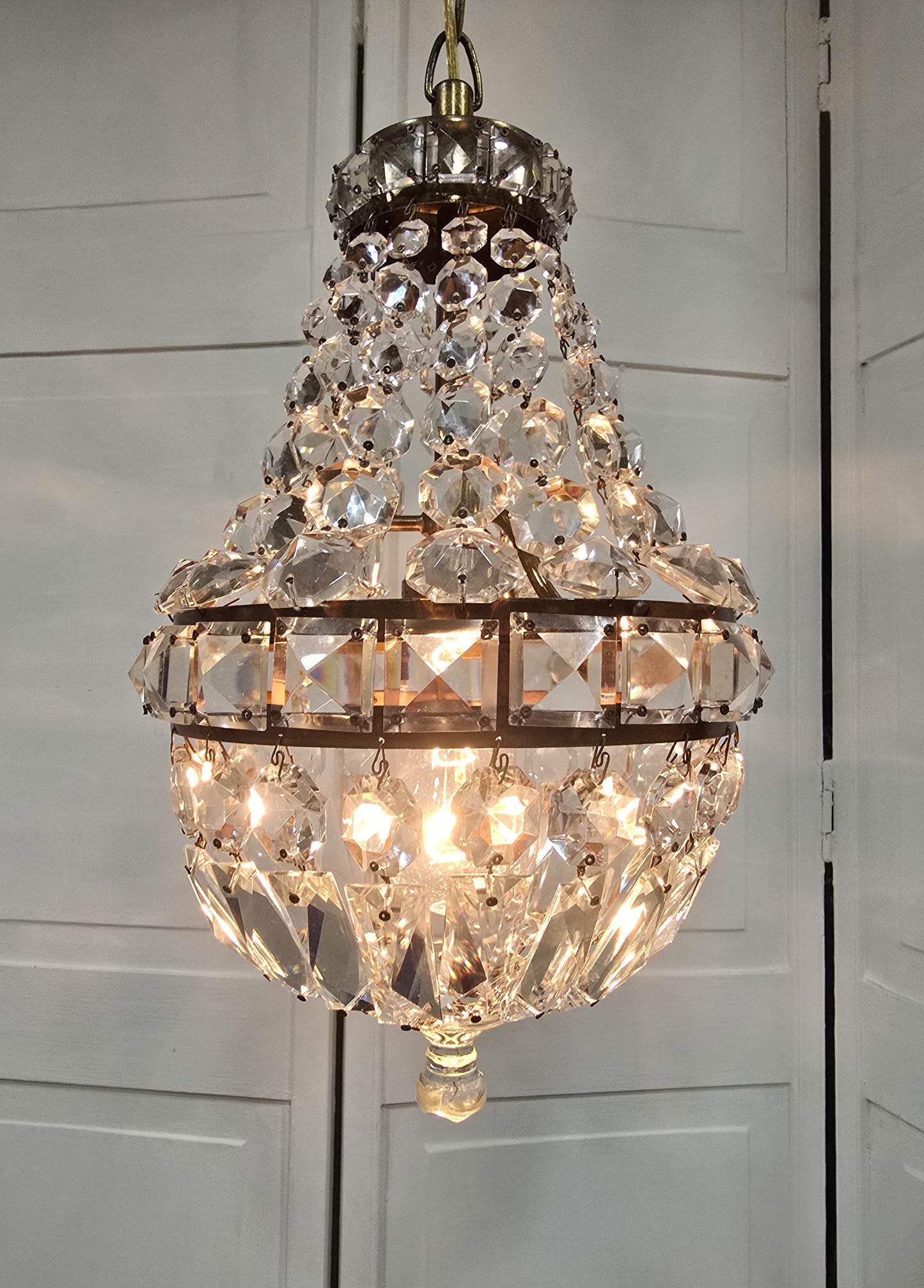 SOLD- "COMTESSE" Antique FRENCH Crystal Chandelier  (FREE SHIPPING)