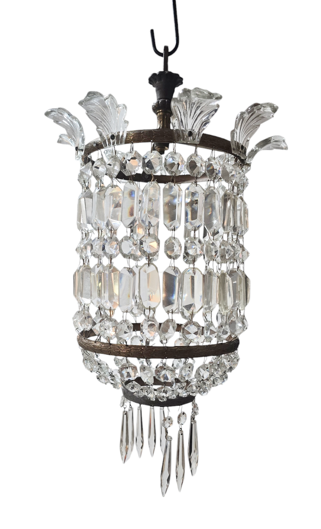 Antique French 19th Century Louis XVI Crystal Basket Chandelier (Stay tuned...)