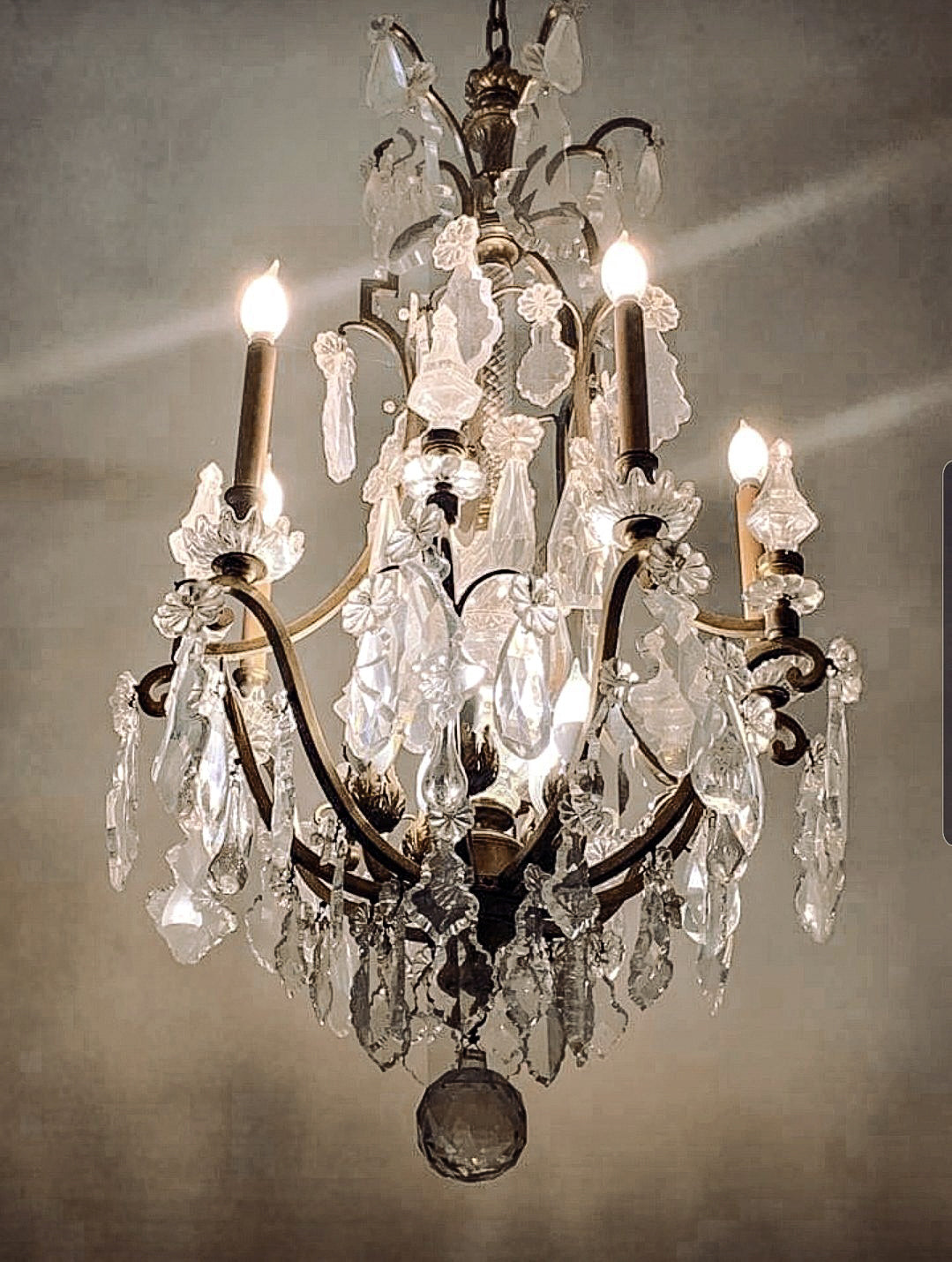 SOLD-Antique FRENCH EMPIRE Crystal Chandelier Louis XV Versailles