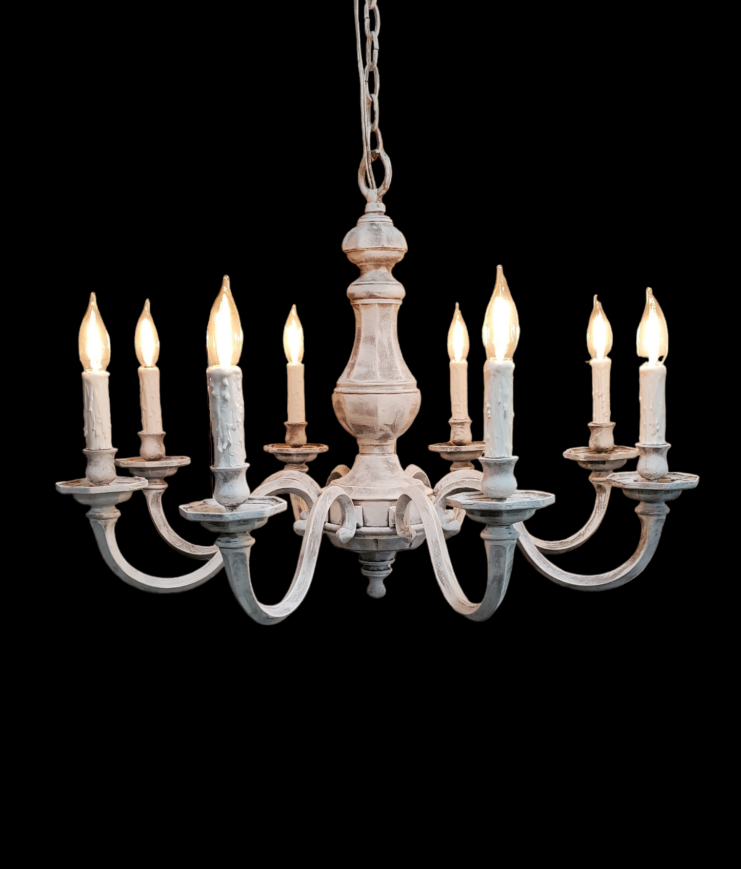 SOLD- Chandelier Solid Brass Vintage "Waldorf Astoria" Whitewashed (LOCAL PICKUP)