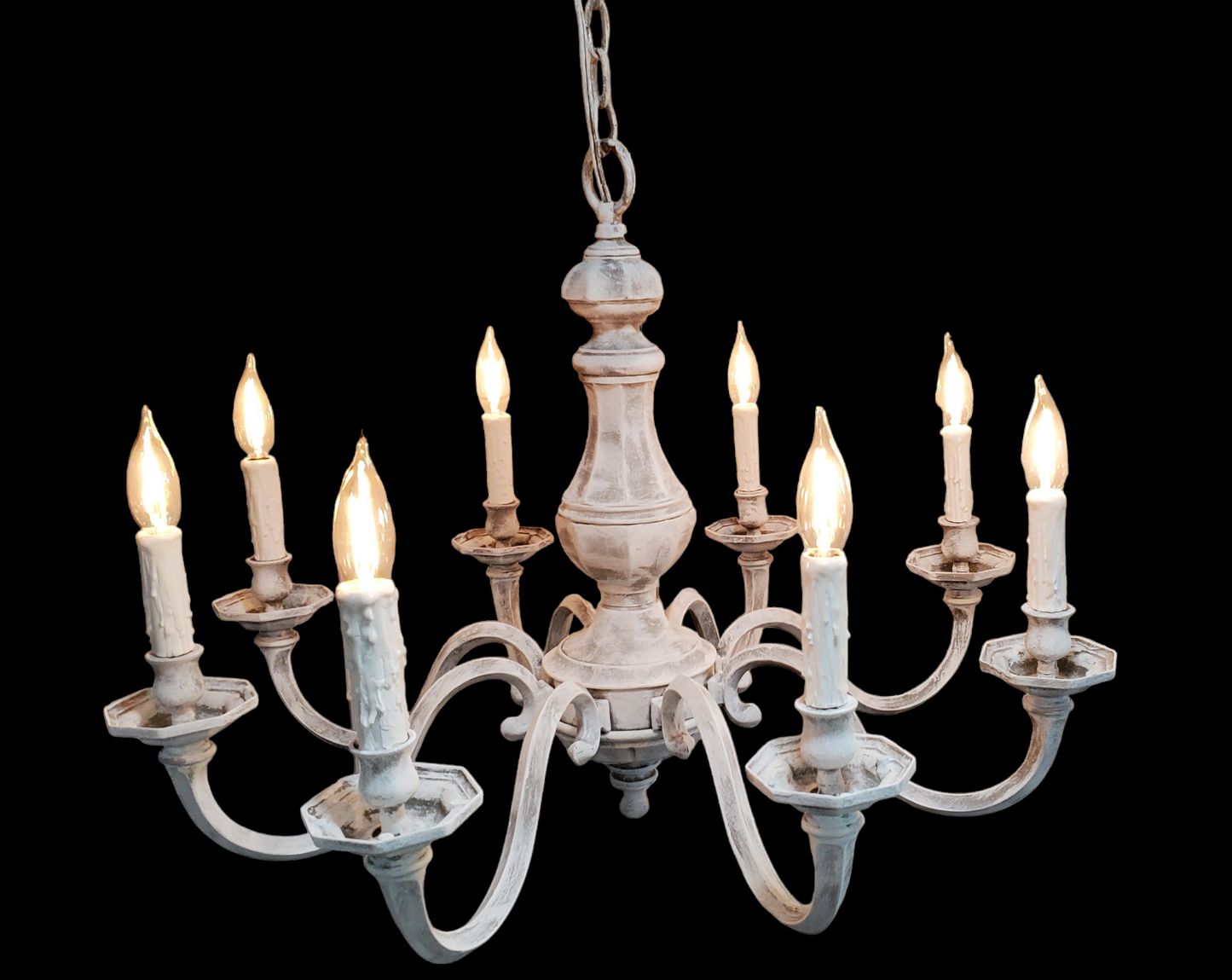 SOLD- Chandelier Solid Brass Vintage "Waldorf Astoria" Whitewashed (LOCAL PICKUP)