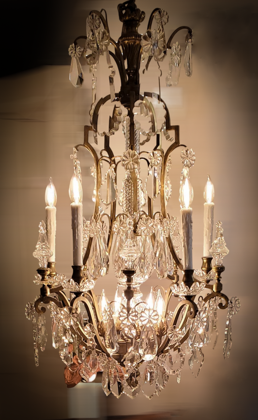 SOLD-Antique FRENCH EMPIRE Crystal Chandelier Louis XV Versailles